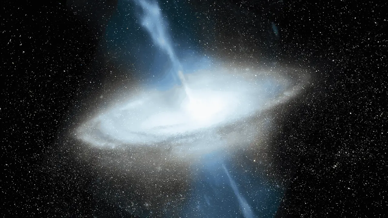 Conceito Artístico Da Galáxia Ngc1068, Com Seu Poderoso Buraco Negro E Disco Deacreção, E Uma Polarização Nunca Antes Vista Em Masers De Água Fora Da Vialáctea. Crédito: Nsf/Aui/Nsf Nrao/S.dagnello