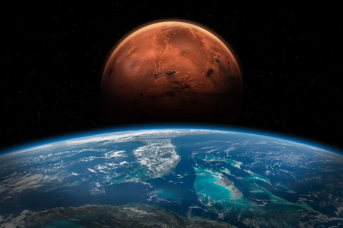 Montagem Feita Com Os Planetas Terra E Marte. Imagem: Buradaki / Istock