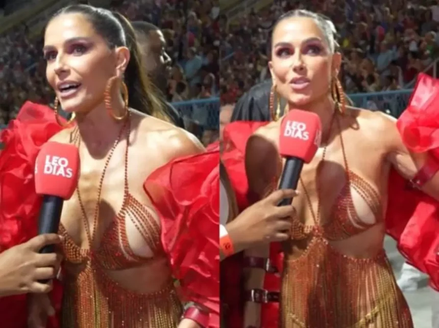 Deborah Secco Dá Entrevista Durante Ensaio Técnico Da Salgueiro Na Sapucaí (Reprodução/Leodias)