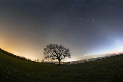 Imagem Impressionante Mostra O Céu Com Sete Planetas, O Sol E A Lua, Além Da Superfície Da Terra, Reunindo 10 Corpos Celestes. Crédito: Josh Dury