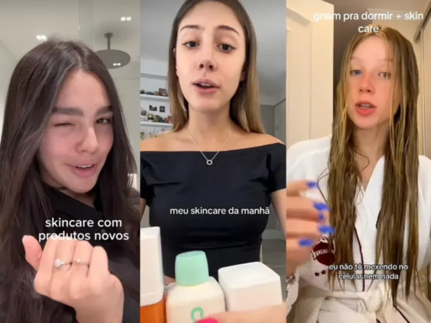 Influencers Mostram Suas Rotinas De Skincare (Reprodução: Montagem/Portal Leodias)