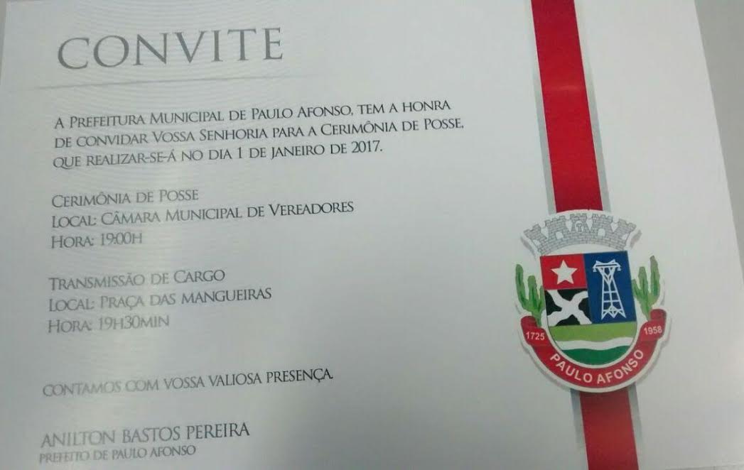 Convite Para Posse Dos Vereadores Prefeito E Vice Prefeito De Paulo Afonso Portal Chicosabetudo 4712